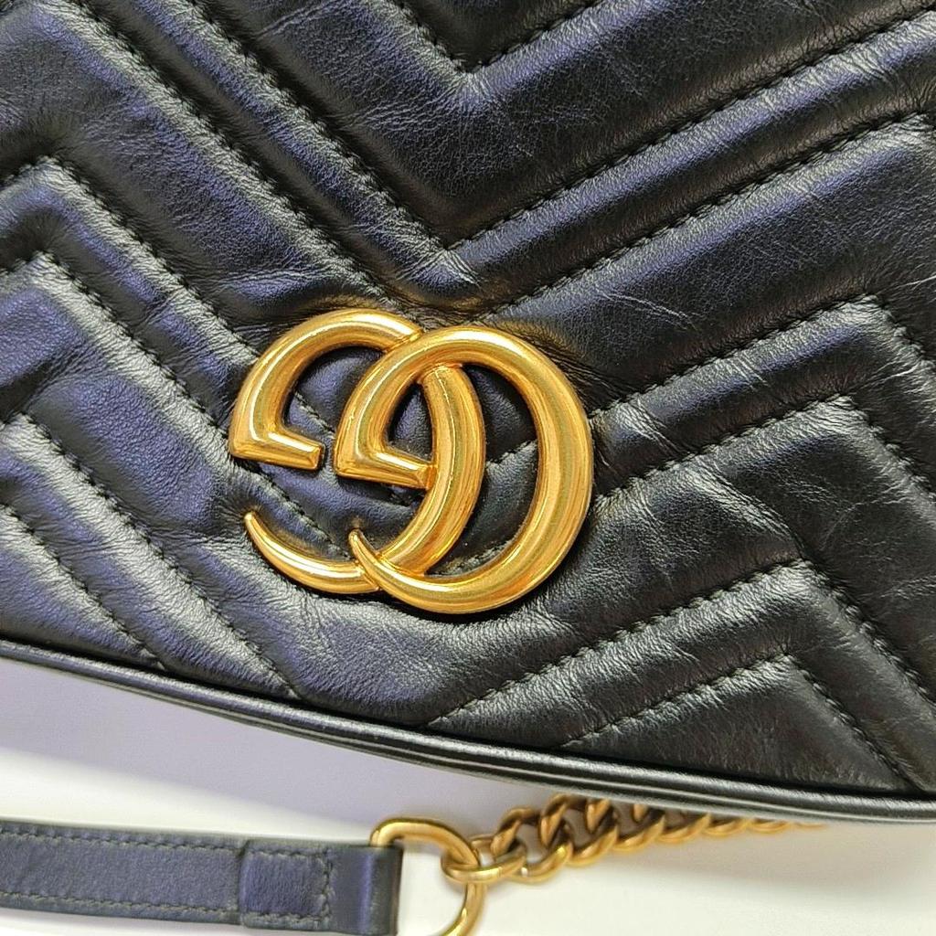 [Pre-Owned] Gucci GG Marmont Small Matelassé Shoulder Bag 'Black' - Good #1XOBAH
