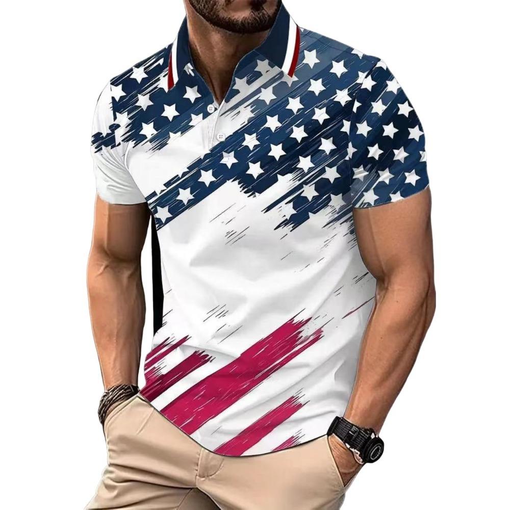 Polo shirt, men s Independence Day golf shirt short sleeved S