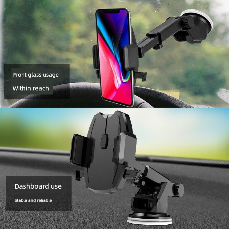 Car Mount with Suction Cup for Phone Holder, Adjustable Dashboard Navigation Stand with Telescopic Glass Suction Rod
