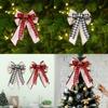 Christmas Decorative Plaid Ribbon Bow With Red And Black For Tree Topper Decor