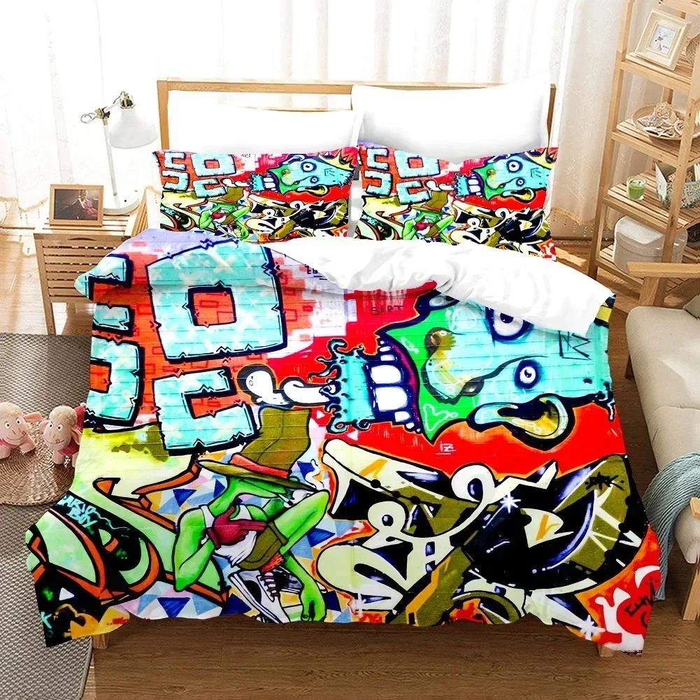Top Hip-Hop Stil Bettwäscheset Kissenbezug Bettbezug Doppel Einzel Voll Queen King Erwachsene Jungen Bettwäsche Steppdeckenbezug