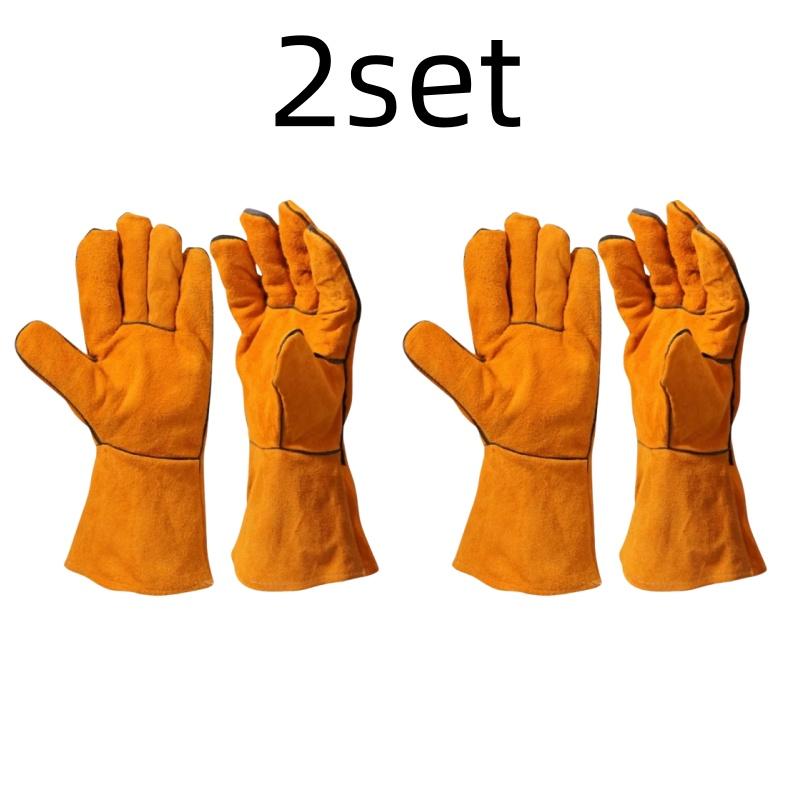 Schweißhandschuhe Hitzebeständige/Feuerfeste Handschuhe Langlebige Lederhandschuhe für BBQ, Ofen
