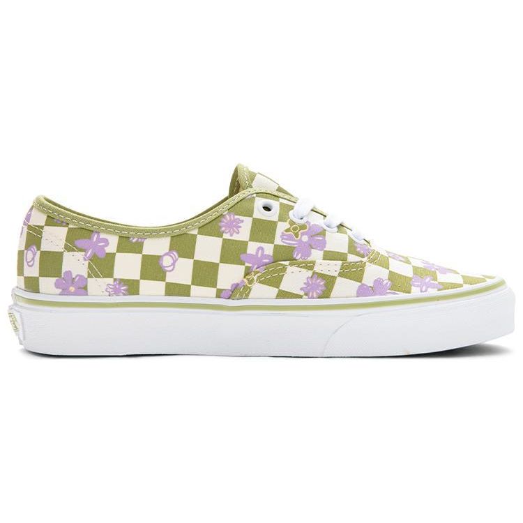 Vans Authentic Wallpaper Checkerboard Floral Print Durable Breathable Low-Top Canvas Shoes Unisex Sneakers Green White VN0A5KS9CCF