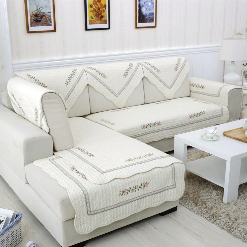 Non Slip Cotton Sofa Cushion Cover All Season Furniture Protector for Leather Wooden Sofa