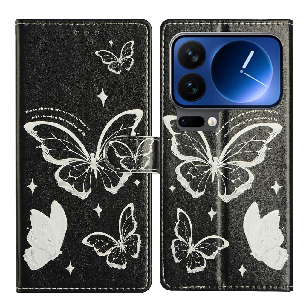 For Xiaomi 17 Pro Max Case Pattern Printing Wallet Stand Flip Leather Phone Cover with Strap