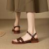 2025 Summer Fashion High and Thin Comfortable Sandals Women's French Simple Elegant Low Heel Leak Toe Roman Sandals