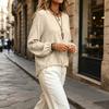 Women's Color Long Sleeve Linen Top, Casual Loose Fit Blouse for Everyday Wear