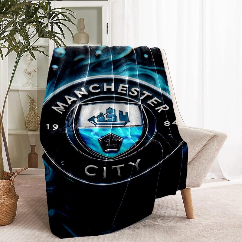 Manchester City FC Print Blanket - Soft & Comfortable, for Bedroom, Travel, Sofa, Home Decoration - Birthday Christmas Gift for Friend
