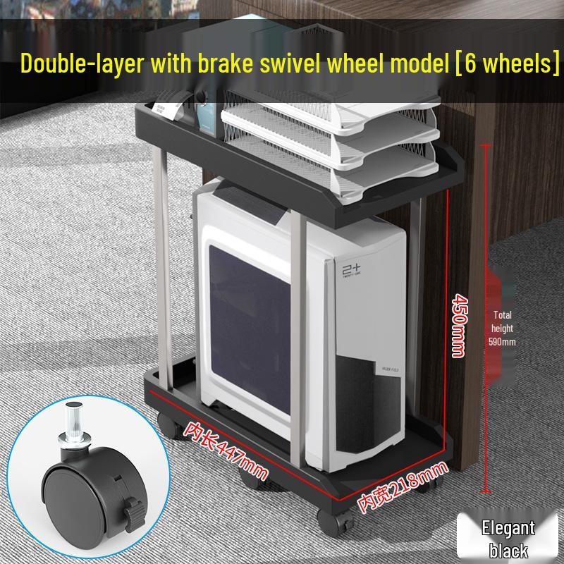 Double-Layer Desktop Computer Stand with Cooling and Storage