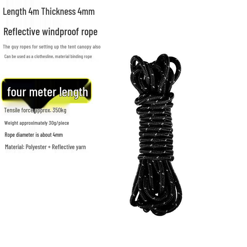 Reflective Wind Rope for Camping Tents - 4mm & 6mm Guy Rope