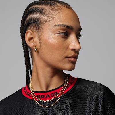 Jordan Vestidos de Manga Corta Brooklyn para Mujer Negro/Rojo Universitario Cre