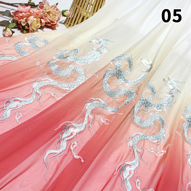 50*150cm Chinese Style Dragon Embroidery Fabric 30D Ink Gradient Designer Fabric DIY Sewing Hanfu Dress Cheongsam Cloth Costume