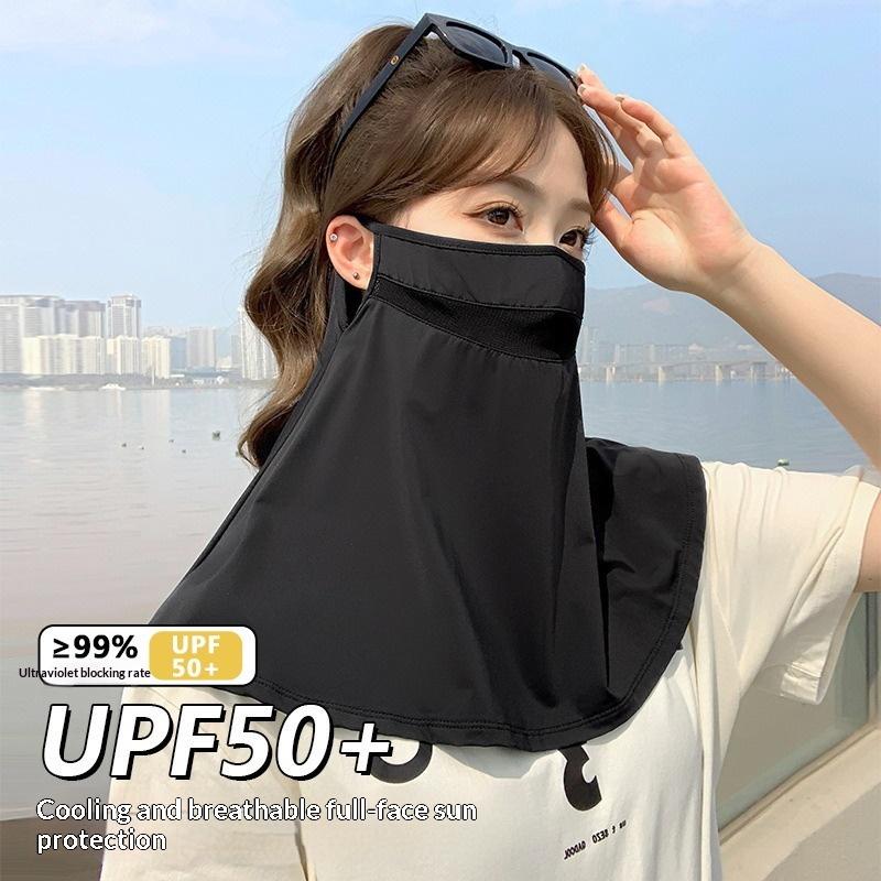 UV Protection Ice Silk Sunscreen Face Mask Neck Cover with Brim Outdoor Cycling Sun Protection Hat