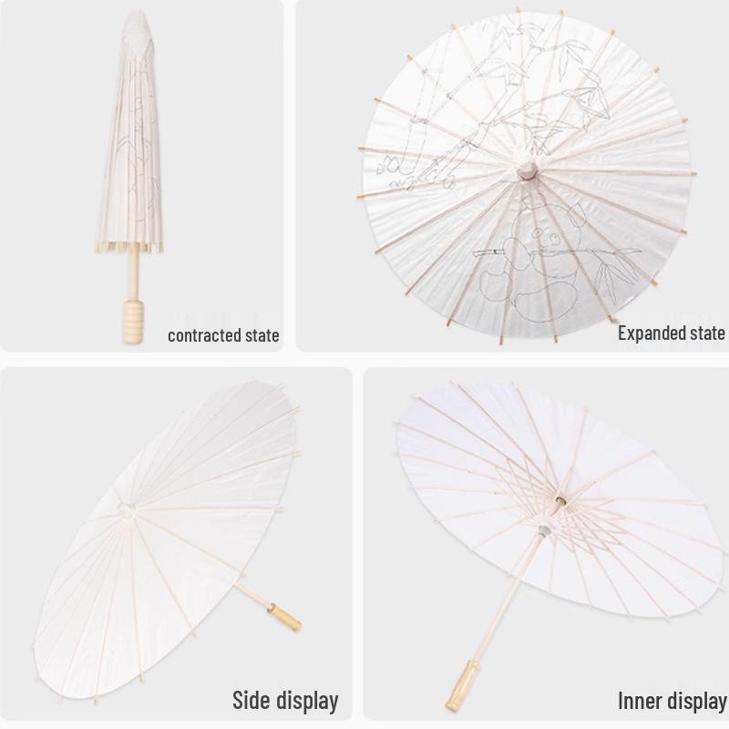 Ombrello di Carta Oleata Bianco per Bambini Pittura Fai-da-Te – Accessorio Fatto a Mano, Dipinto a Mano Stile Antico Bianco