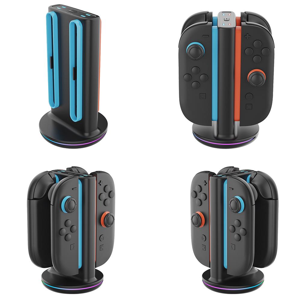 For Switch 2 Controller Charging Dock with USB-C Cable Fast Charging Station for Up to 4 Controllers with 360° LED Indicators