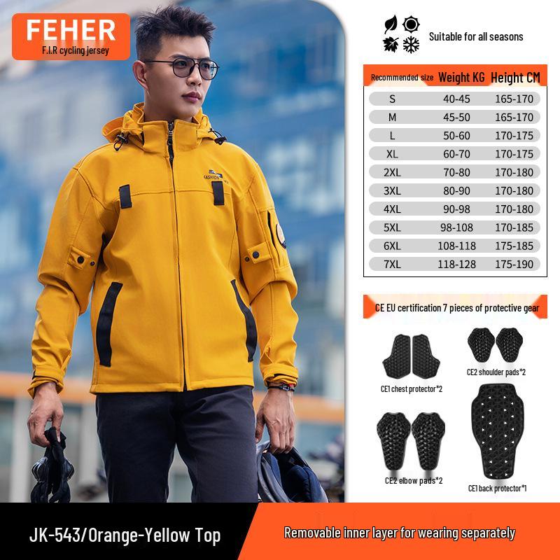 

Мотоциклетный костюм FEHER: Повседневная куртка для городских поездок Four Seasons, Защитная, Теплая, Ветрозащитная. 2XL оранжевый