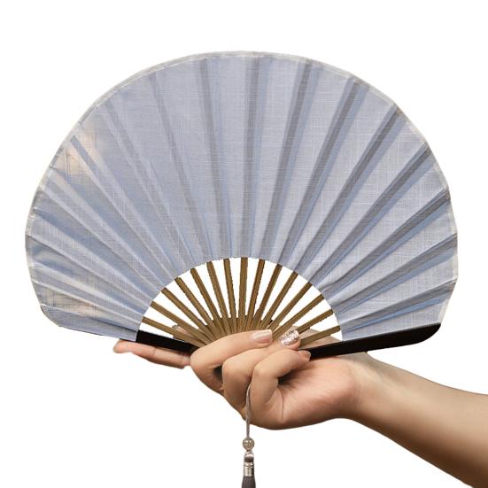 Vintage Baumwoll-Faltfächer Muschelform Bambusrippen Handfächer Tragbarer Sommer-Stofffächer Dekoration Partyzubehör