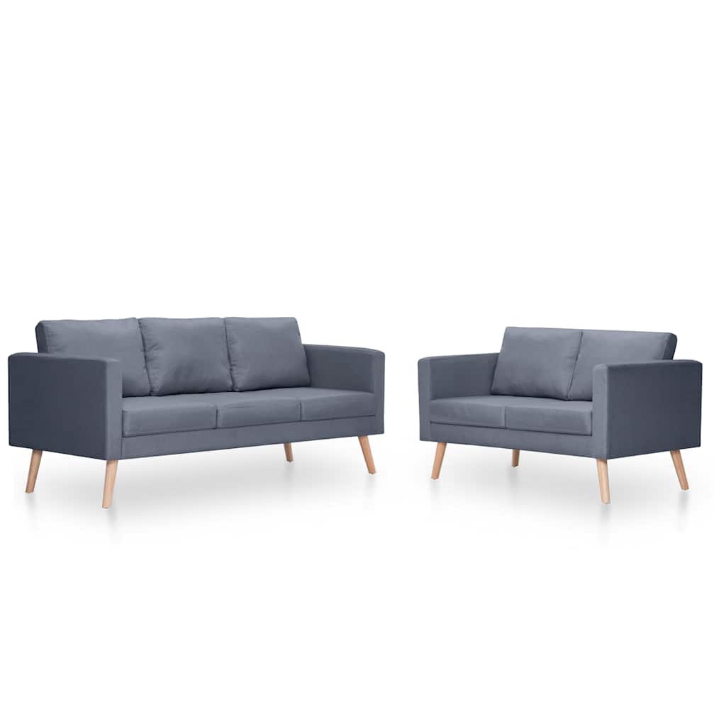 Sofa Set: 2 Seater and 3 Seater Fabric Dark Grey