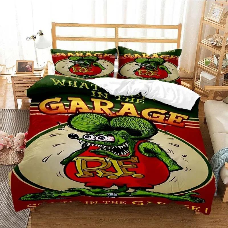 Rat Fink Fashion Digital Printing Bedding Set Duvet Cover Comforter Bed Single Twin Full Queen Youth Kids Girl Boys Gift