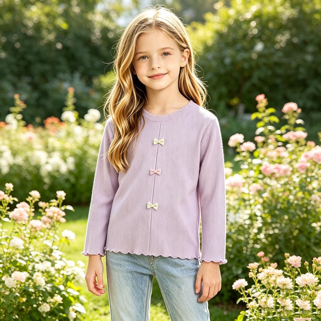Kids Boys Girls Long Sleeve T-Shirt Color Casual Basic Tee for Daily Wear