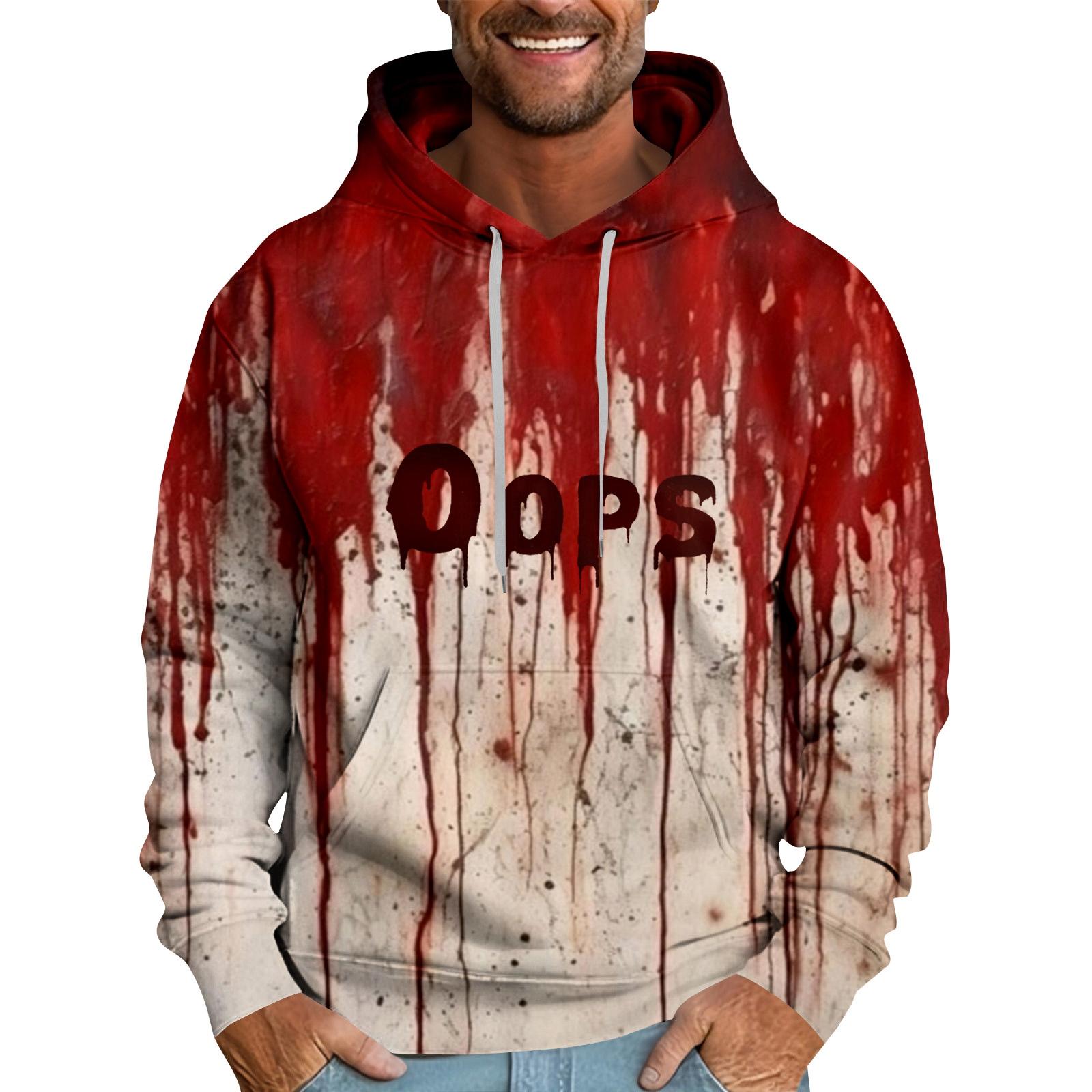 

Halloween Blood-stained Print Men s Loose Hooded Sweatshirt XXL
