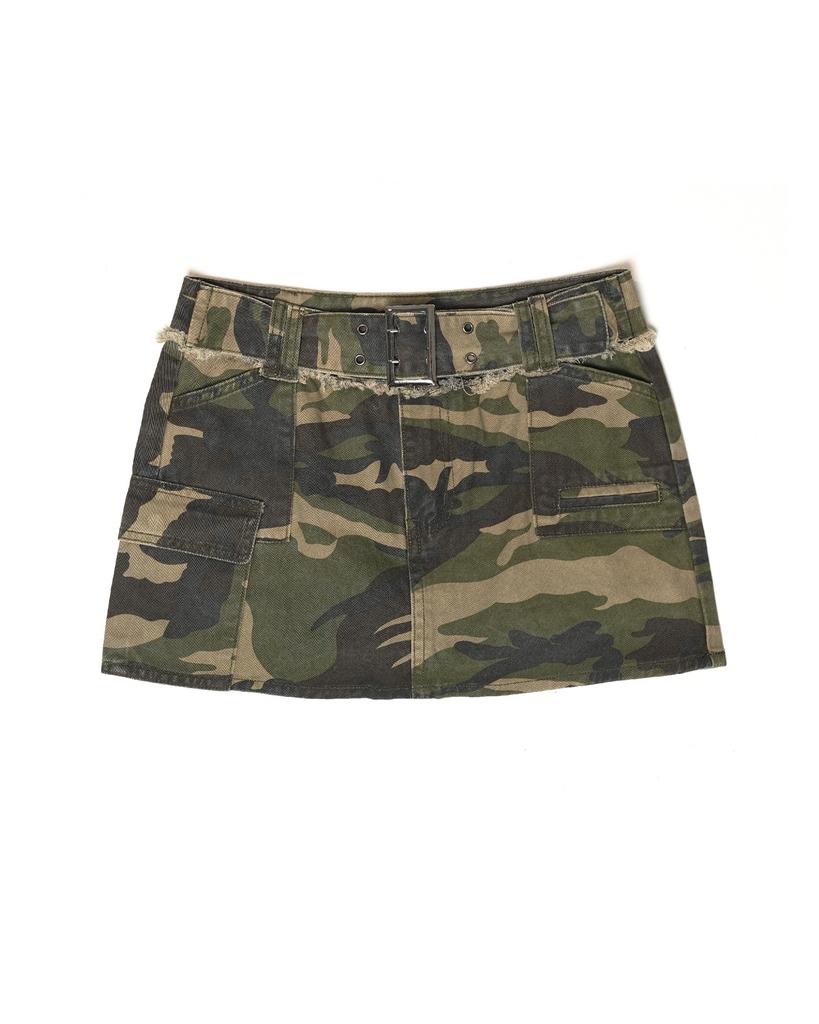 Yeolin Belted Camo Mini Skirt (Camo)