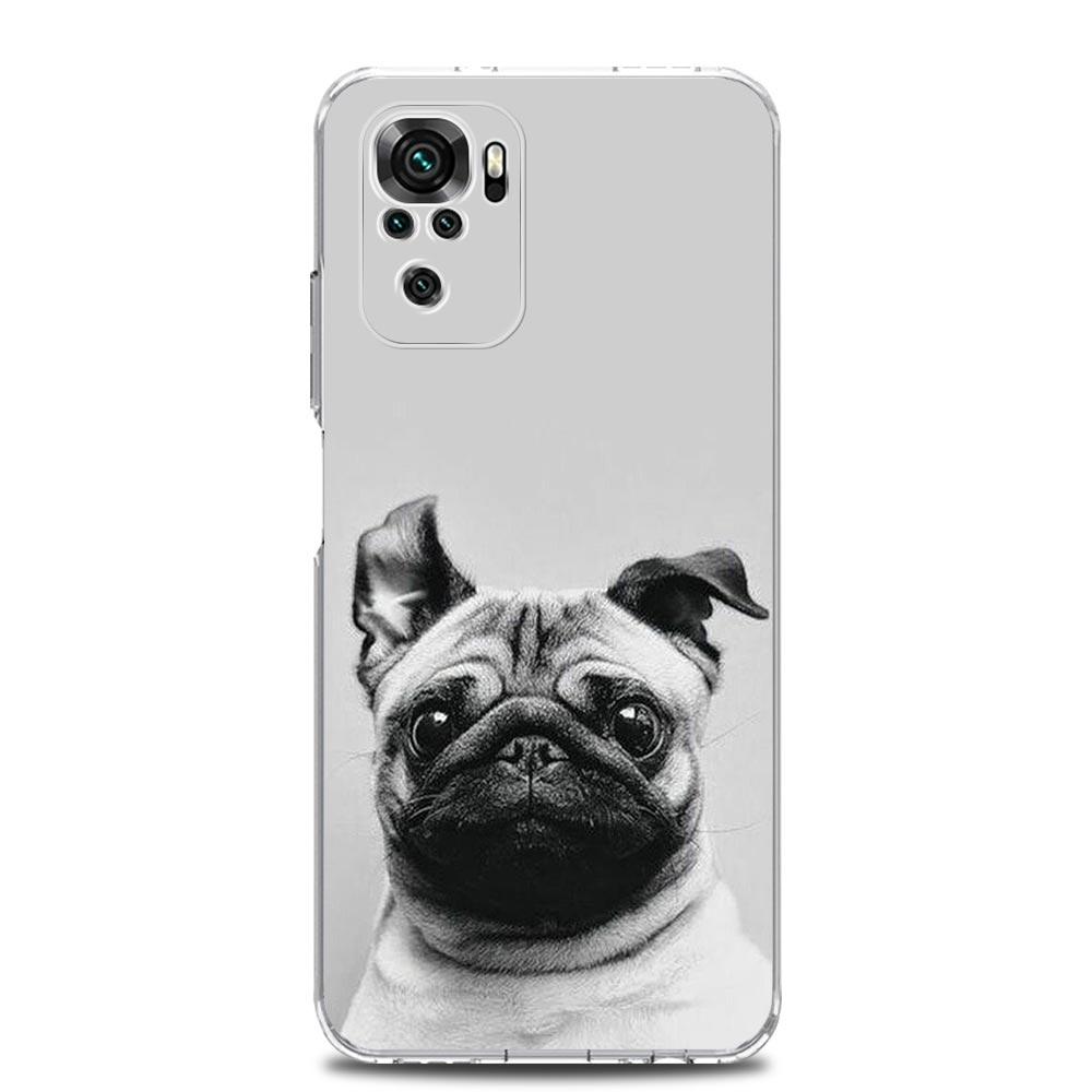 Phone Case For Xiaomi Redmi Note 14 13 12 4G 9S 9 10 11 Pro Plus 5G 14C 13C 12C 10C 9A Soft TPU Cover Animal Black Pug close up