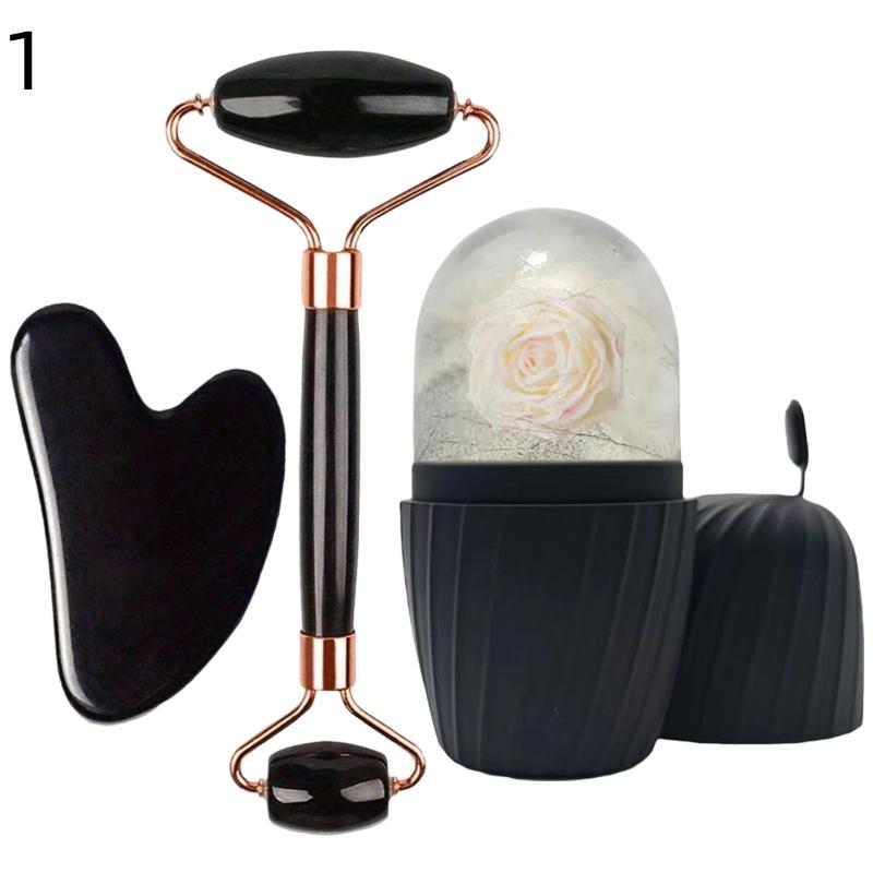 3Pcs Ice Face Roller Facial Ice Roller Set, Facial Roller Gua Sha Face Tool Set,Massage Tool Roller Lifting Contouring Tool Mold