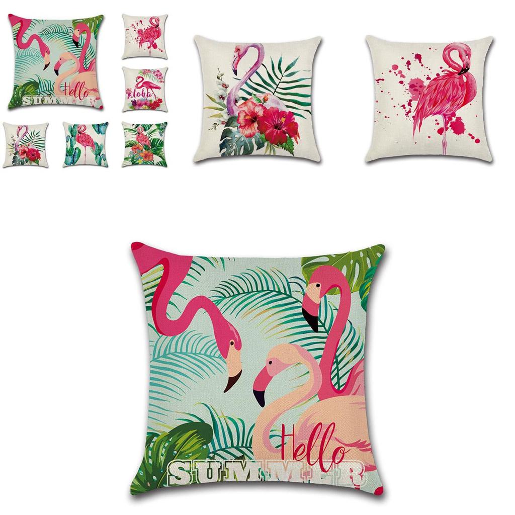 Luxurious Flamingo Tropical Monstera Cotton Linen Cushion Cover For Chic Living Spaces