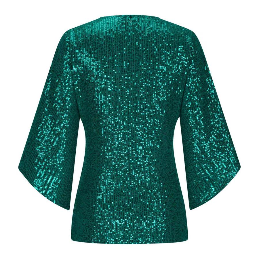 New Loose Long Sleeve Shiny T-Shirt Women Sleeveless Set