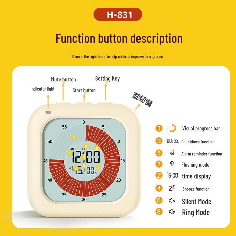 Bestselling Student Self-Discipline Visual Timer with Clock Alarm
