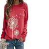 Women's Autumn/Winter 2024 Dandelion Print Crew Neck Sweatshirt - Loose Casual Fit