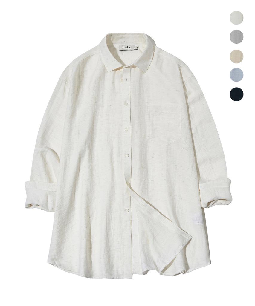 COSTUME O’CLOCK Linen Relaxed Fit Long Sleeve Shirt 5 Color Coossh193