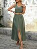 Casual Sleeveless Summer Vacation Dress with Belt and Slit - 2025 European & American Style
