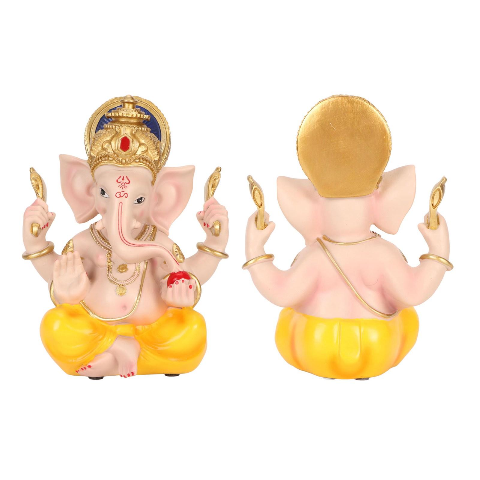 Indian Ganesha Statue Elephant Hindu God Sculpture Resin Decorative Indian Elephant God Ornament for Home Garden