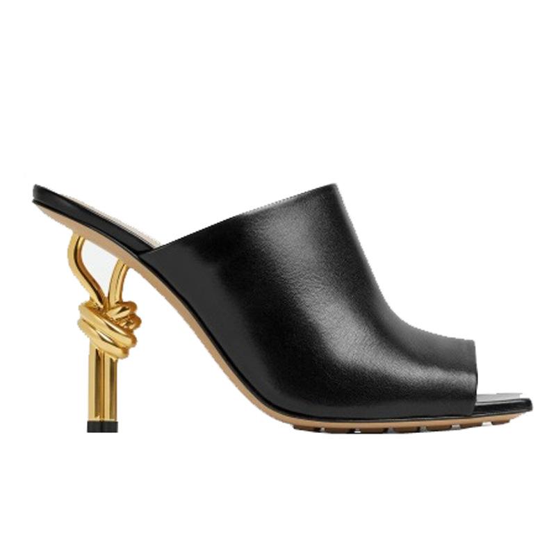 

Fashion European American Summer High Quality Irregular High Heel Square Head Slippers Womens Nightclub Show Banquet Large-sized sandals 34 чёрный