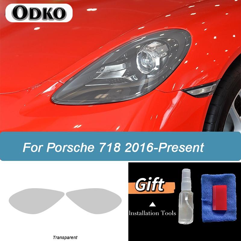 Car Headlight Protective Film Taillight Smoked Black Tint Wrap Vinyl Transparent TPU Sticker For Porsche 718 Boxster Cayman GTS