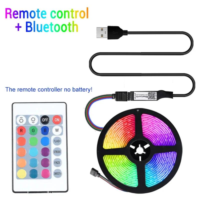 5050 RGB LED Strip Light USB 5V Smart Bluetooth Control IR Remote Flexible Led Tape 30/60 LEDs/M Colorful Ribbon Room Decor