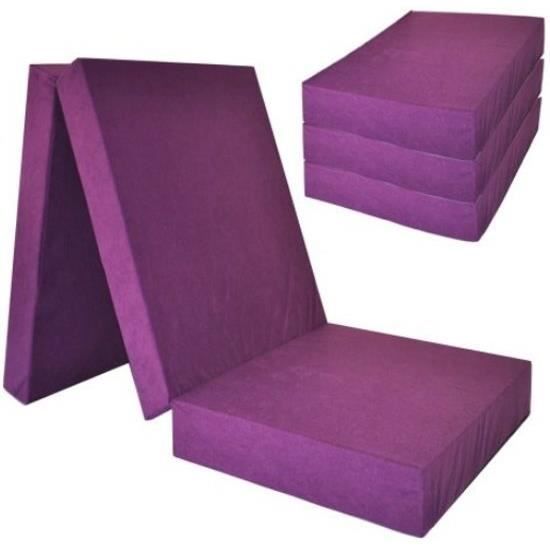 Saltea de oaspete extra groasă - Violet - 195 x 80 x 15 cm - Pliabilă - Antialergică - 1 persoană