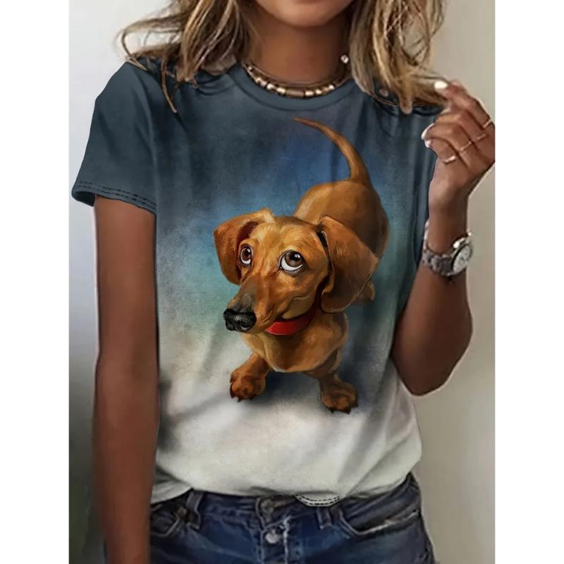 Funny Women's T-Shirts 3d Cute Animal Printed Tee Shirts Harajuku Casual Short Sleeve Tops Oversized Female Clothing Summer New