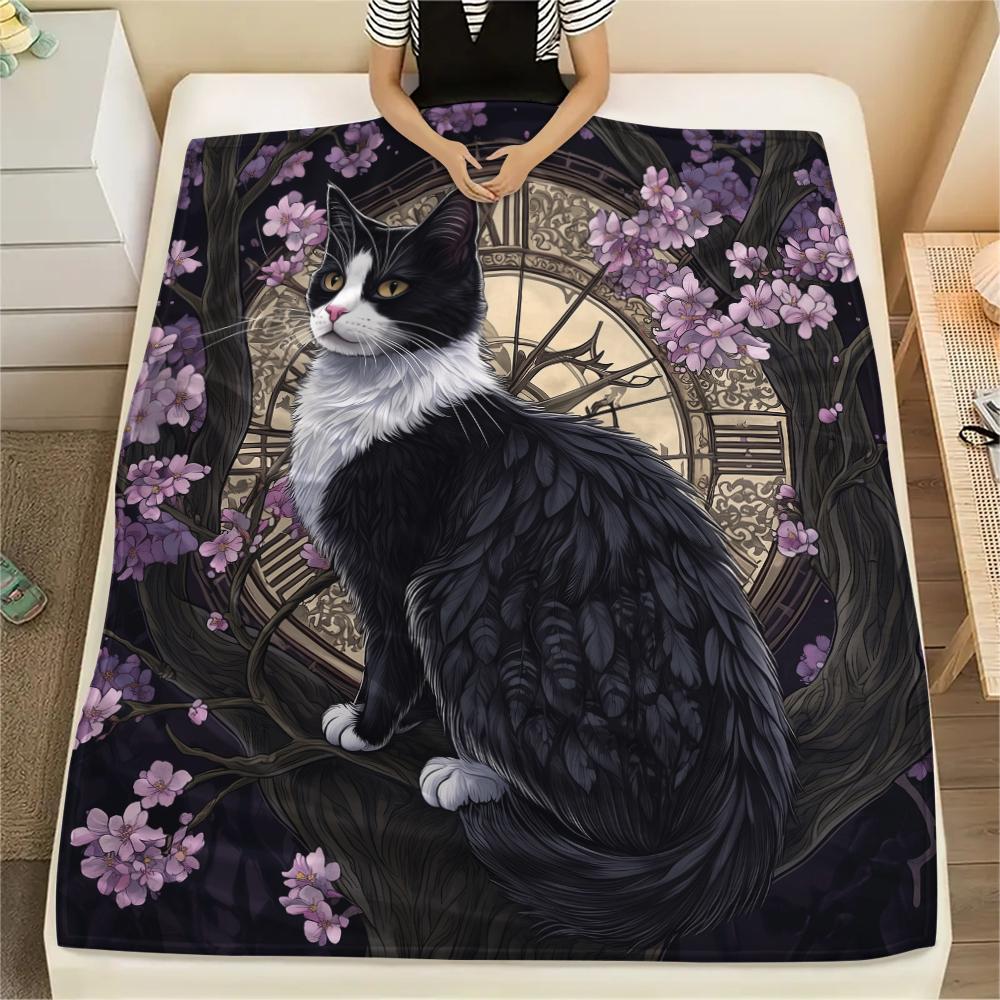 Beautiful Calico Cat,pattern Flannel Blanket, High quality Comfortable for All Seasons, Home Decor, Warmth and Comfort, Perfect for Gifts.