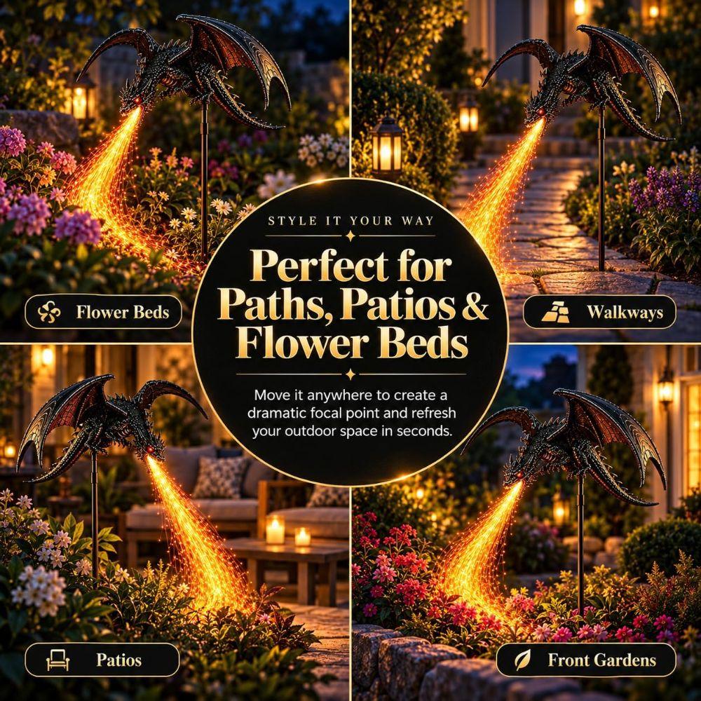 Waterproof Solar Dragon Fire Garden Light LED String Lights for Lawn Yard Patio Decor