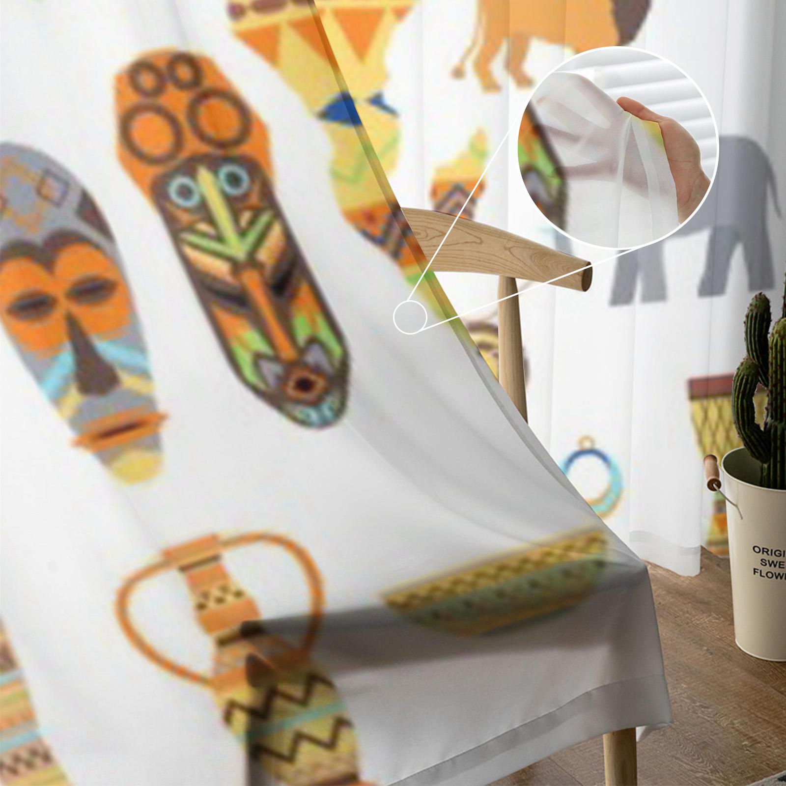 Африканские Символы И Путешествия Векторный Набор Тюлевые Прозрачные Шторы для Гостиной — фото 3