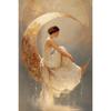 Fantasy Mondsichel Leinwandbild für Wohnzimmer Heimdekoration Mond am Sternenhimmel Poster Druck Abstrakte Wandkunst