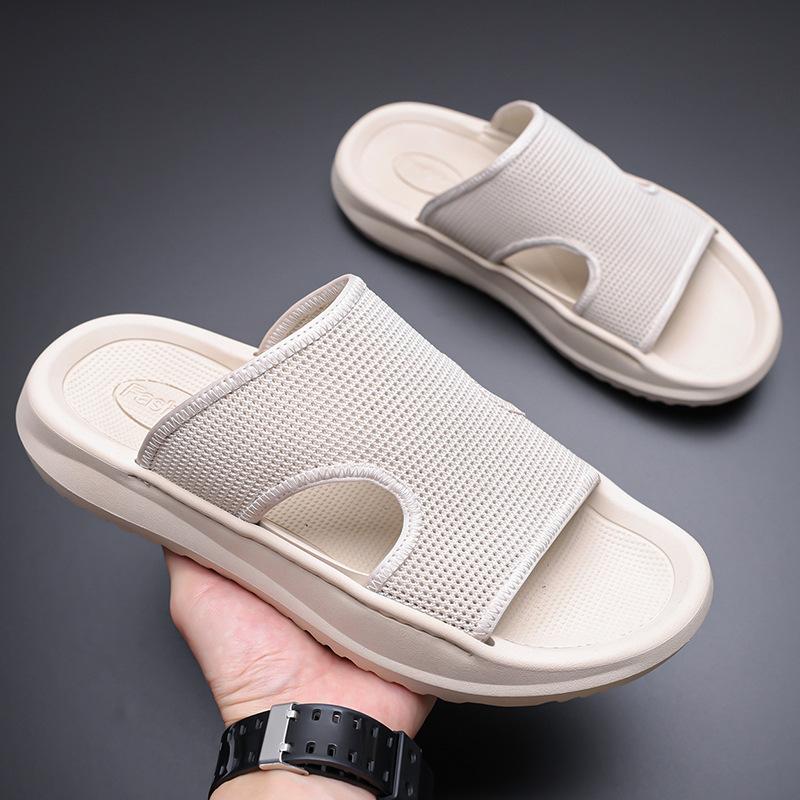 

Тапочки мужские летние новые сандалии мужские сетчатые повседневные пляжные туфли износостойкие нескользящие на одной перемычке 38 белый