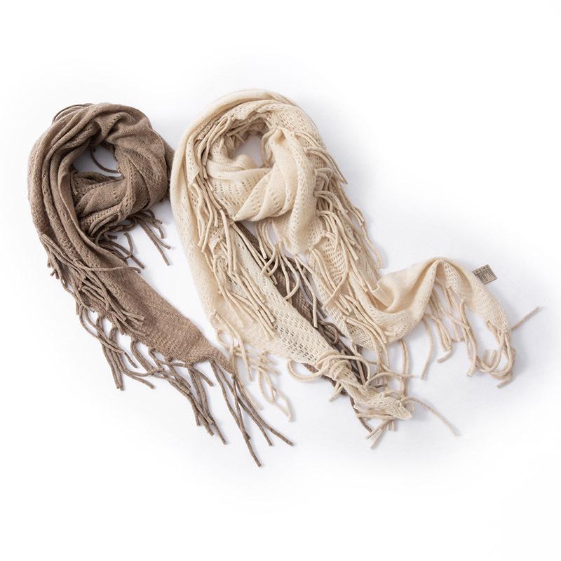 Women's 100% Pure Cashmere Shawl - Autumn/Winter Fashion Tassel Knit Scarf