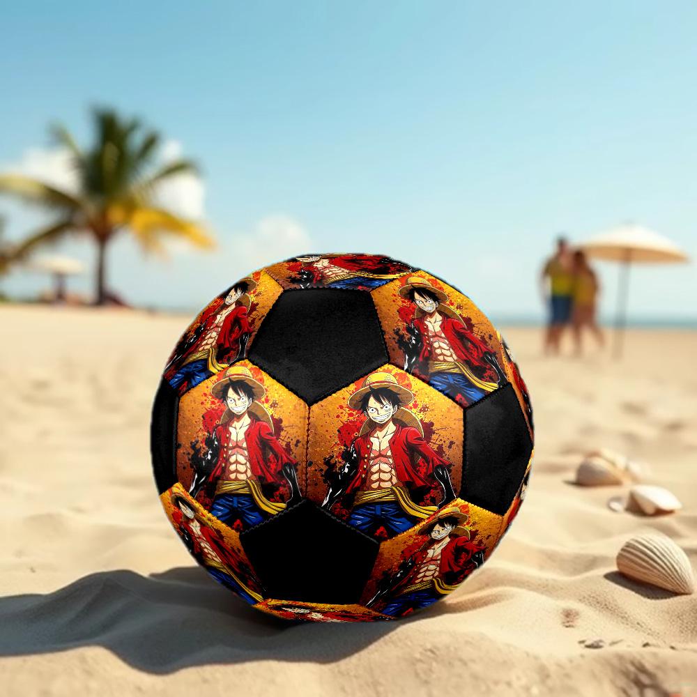 One Piece Anime Epic Illustration Soccer Ball Colorful All Ages Machine Stitched PVC Competition Ready Durable High-Bounce.SIZE5