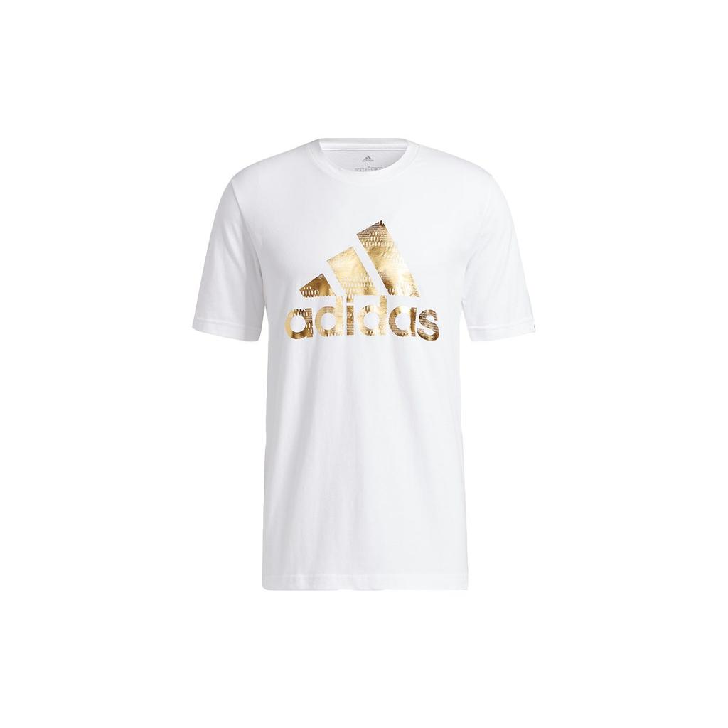 Adidas T Shirts Men's White Crew Neck Moderate Straight Fit GL3703