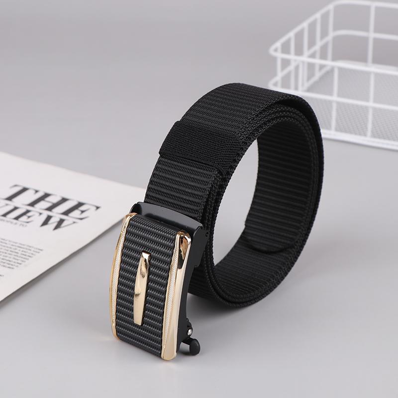 

Мужской ремень с автоматической пряжкой, прочный, воздухопроницаемый и быстросохнущий ремень для рабочей одежды, деловой одежды, спортивной одежды чёрный