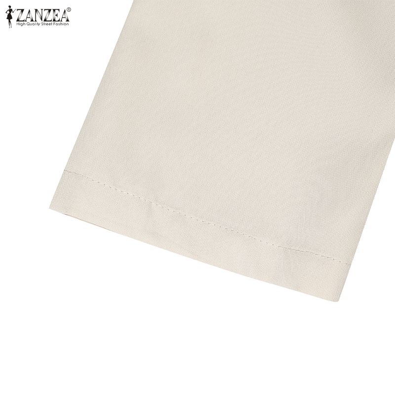 ZANZEA Women Casual Round Neck 3/4 Sleeve Loose Dress